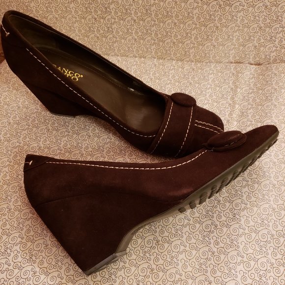 Franco Sarto  Retro  Style  Suede Leather Dress Shoes  Wedges 9 1/2M - Picture 4 of 12